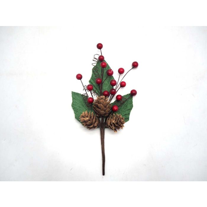 RAMETTO PINO C/BACCHE ROSSE/ PIGNE NATURALI 20CM RAMETTO PINO C/BACCHE ROSSE/ PIGNE NATURALI 20CM