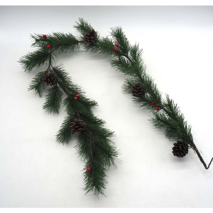 GHIRLANDA FILO PINO VERDE C/PIGNE/BACCHE ROSSE L.100CM GHIRLANDA FILO PINO VERDE C/PIGNE/BACCHE ROSSE L.100CM
