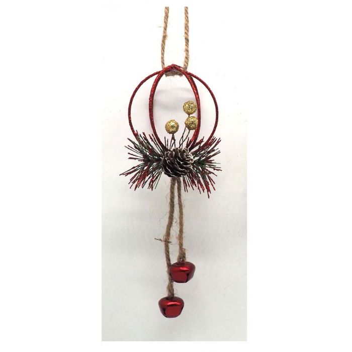 SFERA PENDENTE C/SONAGLIO/ PINO/BACCHE/PIGNA L.33CM