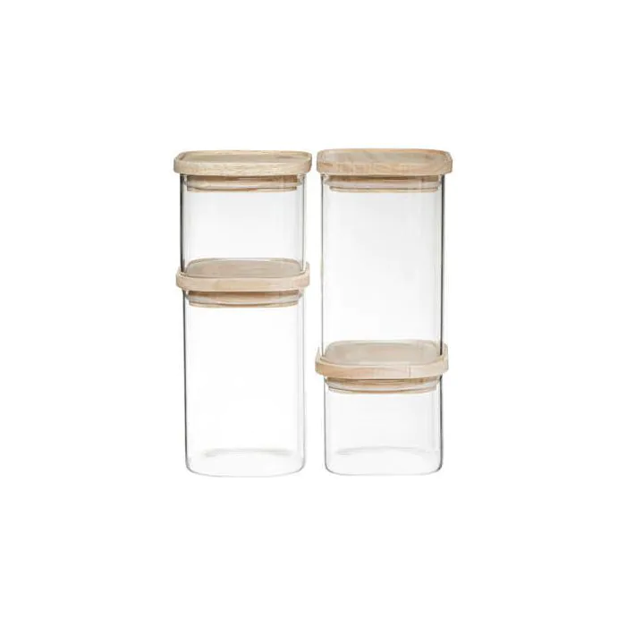 Mikken Set Da 4 Barattoli In Vetro Da 1,1 Litri Con Tappo A Vite Twist-Off Rosso A Quadretti Ed Etichette Lavagna