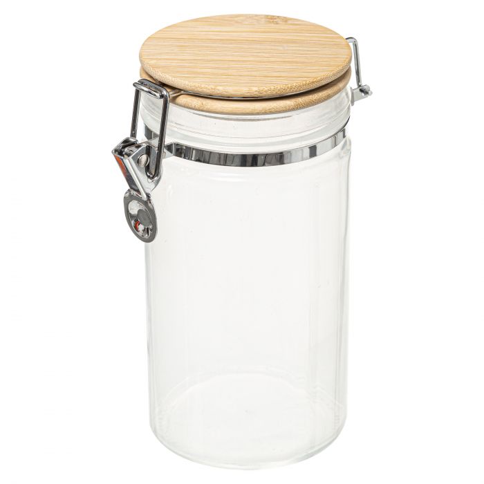 BARATTOLO ERMETICO BIANCO C/TAPPO IN BAMBOO 1LT BARATTOLO ERMETICO BIANCO C/TAPPO IN BAMBOO 1LT