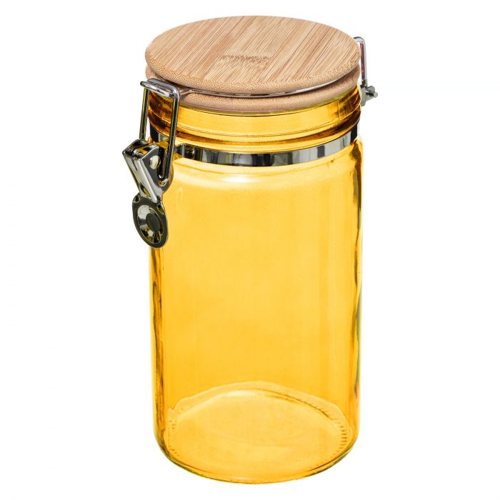 BARATTOLO ERMETICO GIALLO C/TAPPO IN BAMBOO 1LT BARATTOLO ERMETICO GIALLO C/TAPPO IN BAMBOO 1LT