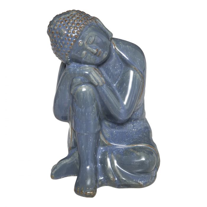 BUDDHA IN CERAMICA BLU H 21CM BUDDHA IN CERAMICA BLU H 21CM