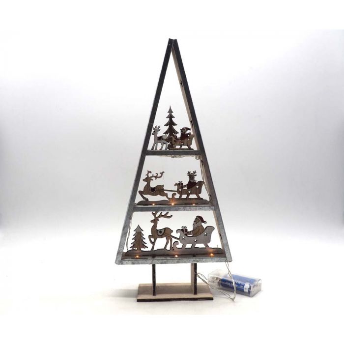 ALBERO LEGNO NATUR. C/3 RIPIANI C/SLITTE/8LUCI H.36.5X17X5.5CM ALBERO LEGNO NATUR. C/3 RIPIANI C/SLITTE/8LUCI H.36.5X17X5.5CM