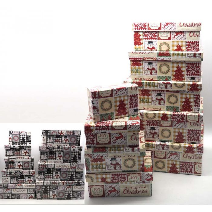 SCATOLA CARTA RETTANG. DIS.PATCHWORK NATALE 21X14.5 H9CM SCATOLA CARTA RETTANG. DIS.PATCHWORK NATALE 21X14.5 H9CM