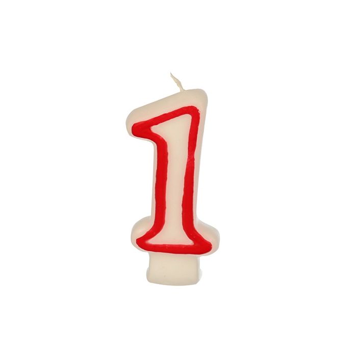 CANDELA PER COMPLEANNO 1 BIANCO H 7.3CM CANDELA PER COMPLEANNO 1 BIANCO H 7.3CM