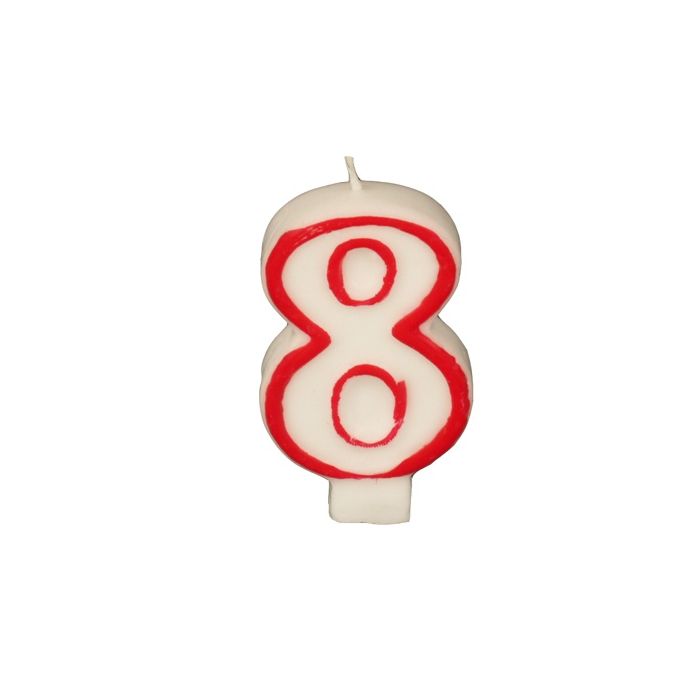 CANDELA PER COMPLEANNO 8 BIANCO H 7.3CM CANDELA PER COMPLEANNO 8 BIANCO H 7.3CM