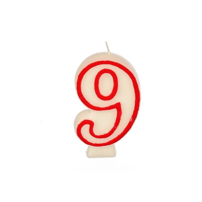 CANDELA PER COMPLEANNO 9 BIANCO H 7.3CM CANDELA PER COMPLEANNO 9 BIANCO H 7.3CM