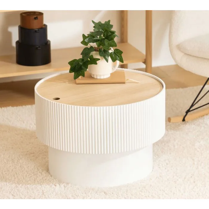 Furniture Limited - Tavolino da Soggiorno con Luci LED Rovere