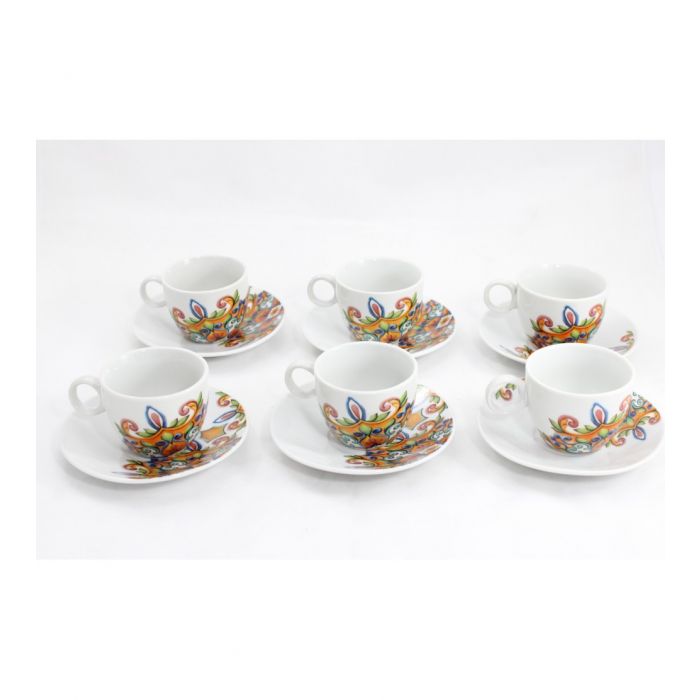 SET 6 TAZZINE IN PORCELLANA C/PIATTINO LA TERRA DEL SOLE H 6.5X25.5X18.5 SET 6 TAZZINE IN PORCELLANA C/PIATTINO LA TERRA DEL SOLE H 6.5X25.5X18.5