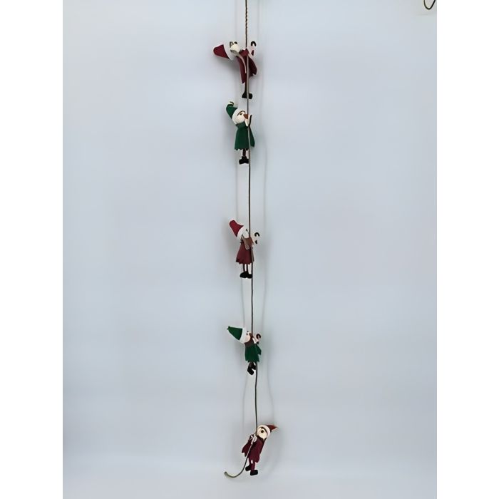 CORDA CON PUPAZZI DA ELFO CHE SCALANO 7X5CM H 140CM CORDA CON PUPAZZI DA ELFO CHE SCALANO 7X5CM H 140CM