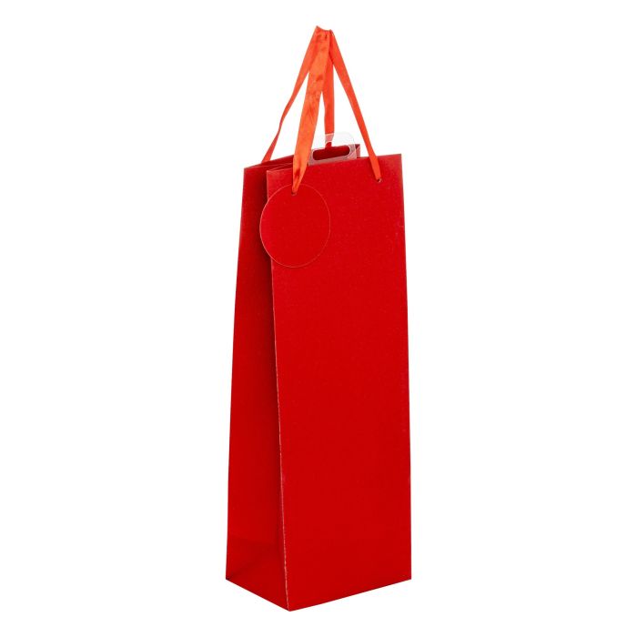 BORSA DI CARTA PER BOTTIGLIA ROSSA GLITTERATA 12.7X9CM H 35.5CM BORSA DI CARTA PER BOTTIGLIA ROSSA GLITTERATA 12.7X9CM H 35.5CM