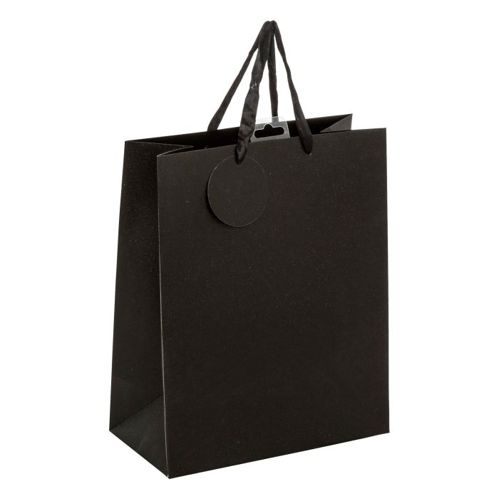 BORSA DI CARTA MEDIA NERA GLITTERATA 26.7X13.7CM H 33CM BORSA DI CARTA MEDIA NERA GLITTERATA 26.7X13.7CM H 33CM