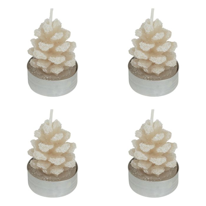 SET 4 TEALIGHT A FORMA DI PIGNA INNEVATI D 3.8CM H 5.2CM