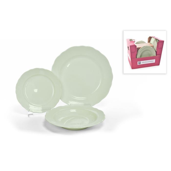 SET 18 PIATTI ROMANTICO COLORE VERDE PASTELLO SET 18 PIATTI ROMANTICO COLORE VERDE PASTELLO