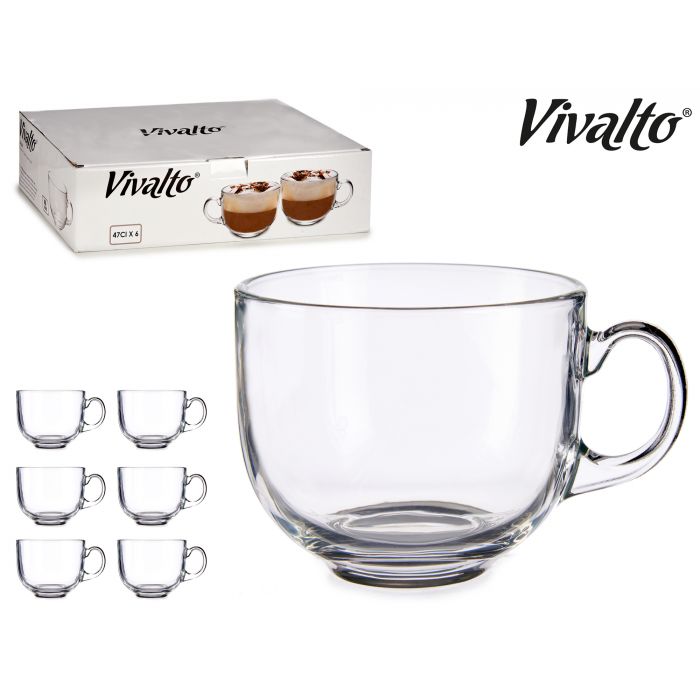 TAZZA GRANDE COLAZIONE IN VETRO CON MANICO