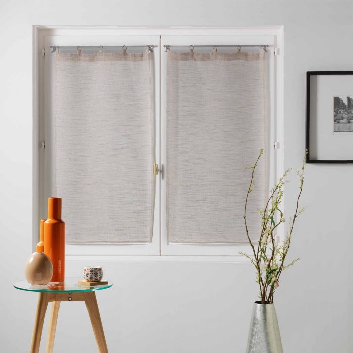 TENDAGGIO DRITTO ANELLI 2X60X120CM VELO TESSUTO MILZA BEIGE TENDAGGIO DRITTO ANELLI 2X60X120CM VELO TESSUTO MILZA BEIGE