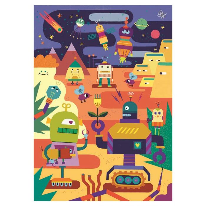 PUZZLE 60 DOUBLE FACE COLORING ROBOTS PUZZLE 60 DOUBLE FACE COLORING ROBOTS