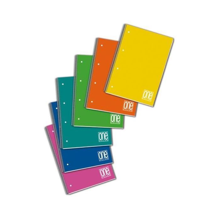 QUADERNO ONE COLOR PPL SPIRALE CON FORI 80+1FF 80GR RIGHE 1 rigo ASSORTITO  : vendita online QUADERNO ONE COLOR PPL SPIRALE CON FORI 80+1FF 80GR RIGHE  1 rigo ASSORTITO in offerta