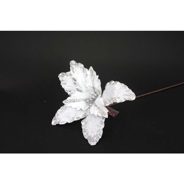 FIORE LUNGO 60CM VELLUTO BIANCO/ARGENTO FIORE LUNGO 60CM VELLUTO BIANCO/ARGENTO