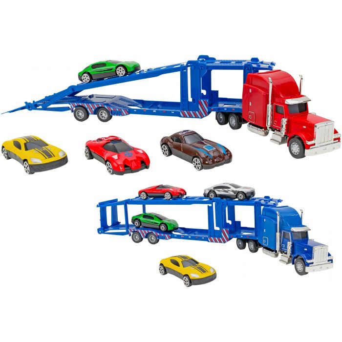 BAKAJI - Camion Bisarca con 6 Veicoli Lavoro Giocattolo Bambini con Muletto Gru Bulldozer BAKAJI - Camion Bisarca con 6 Veicoli Lavoro Giocattolo Bambini con Muletto Gru Bulldozer