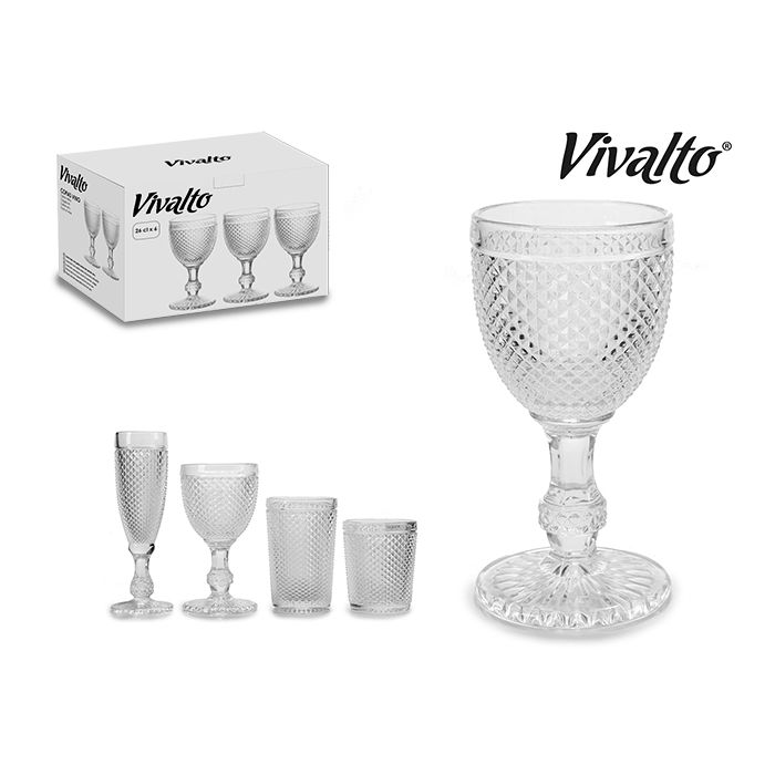 SET 6 CALICI DA VINO TRASPARENTI DIAMANTE 26CL