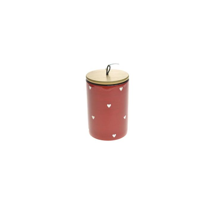 BISCOTTIERA DOL.COP. BAMBOO ROSSO C/CUORI 16CM