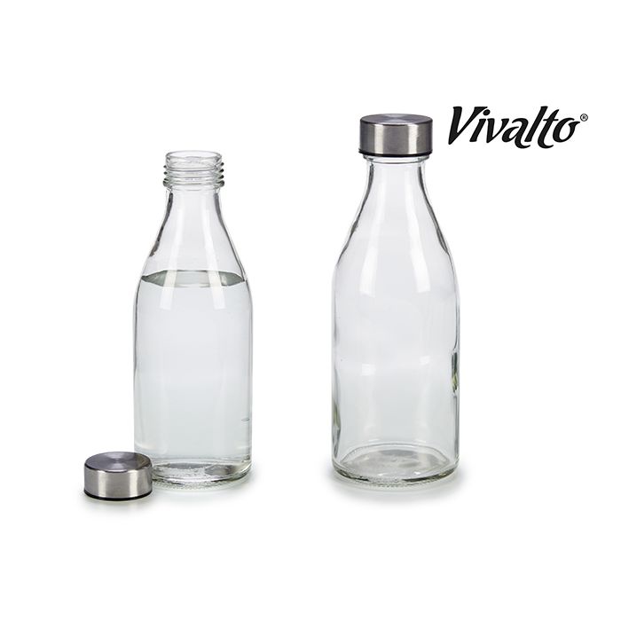 BOTTIGLIA IN VETRO ROTONDA CON TAPPO IN ACCIAIO 0,50L BOTTIGLIA IN VETRO ROTONDA CON TAPPO IN ACCIAIO 0,50L
