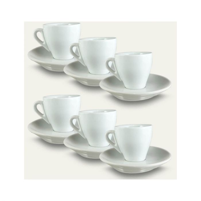 SET 6 TAZZINE CAFFE' CON PIATTO URBAN BIANCO