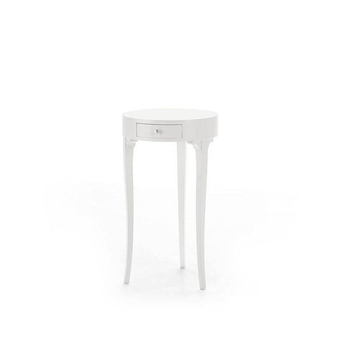 TAVOLINO ROTONDO LACCATO BIANCO CON 1 CASSETTO H 71 TAVOLINO ROTONDO LACCATO BIANCO CON 1 CASSETTO H 71