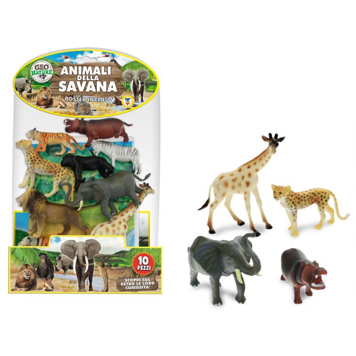 ANIMALI SAVANA RIGIDI 10PZ CON POSTER ANIMALI SAVANA RIGIDI 10PZ CON POSTER