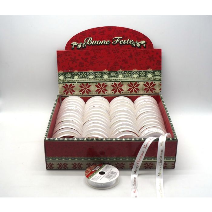 ROTOLO NASTRO BIANCO MERRY CHRISTMAS LUCENTE H.1.6CMX2.7M