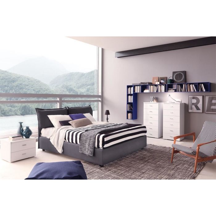 LETTO MATRIMONIALE MODELLO LOTO IN TESSUTO GRIGIO LETTO MATRIMONIALE MODELLO LOTO IN TESSUTO GRIGIO