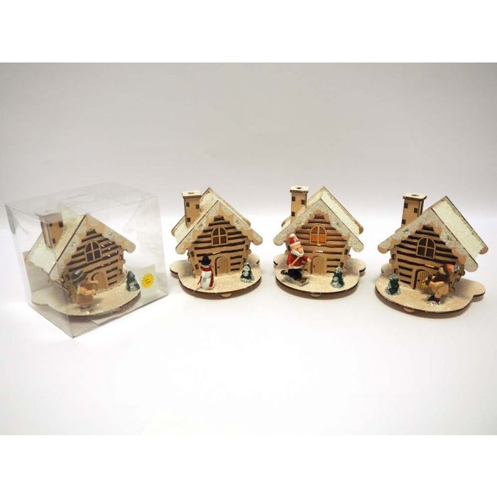 BASE C/CASETTA LEGNO C/LUCE H.10X10.5X9CM BASE C/CASETTA LEGNO C/LUCE H.10X10.5X9CM
