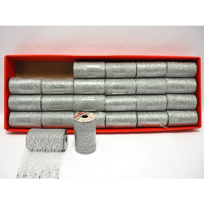 ROTOLO NASTRO IN RETE C/TRAMA IN ARGENTO H 11,25X2,70MT ROTOLO NASTRO IN RETE C/TRAMA IN ARGENTO H 11,25X2,70MT