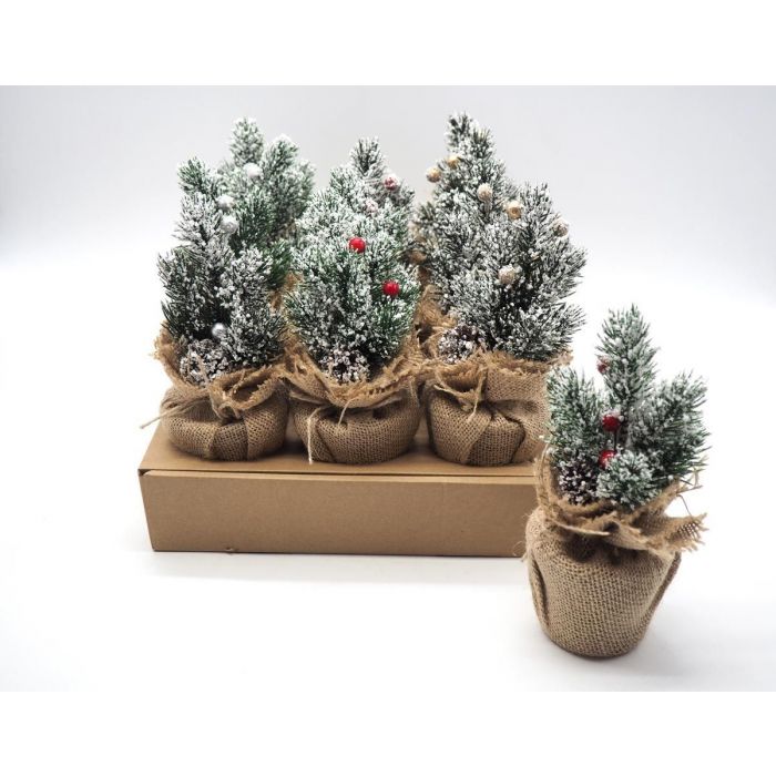PINO NEVATO CON BASE JUTA H 21 CM
