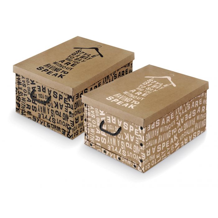 SCATOLA LIVING KRAFT IN CARTONE CON MANIGLIE E COPERCHIO 39X50X24CM STAMPA  DECORATIVA: vendita online SCATOLA LIVING KRAFT IN CARTONE CON MANIGLIE E  COPERCHIO 39X50X24CM STAMPA DECORATIVA in offerta