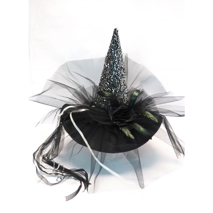 Cappello da Strega con Paillettes, cappello Halloween 50 cm