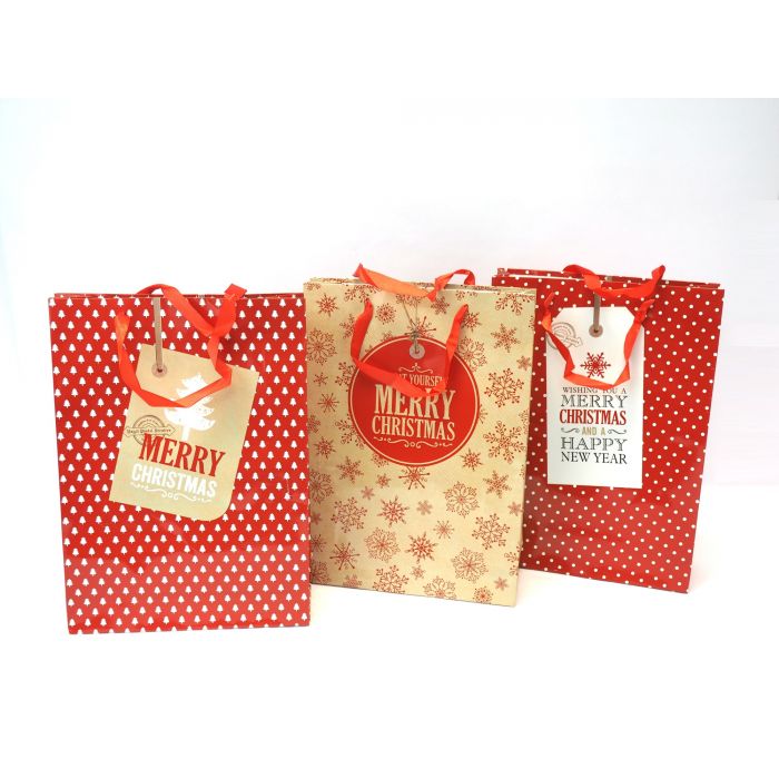 BORSA CARTA XL H33X46X10CM C/TAG NATALIZIO BORSA CARTA XL H33X46X10CM C/TAG NATALIZIO