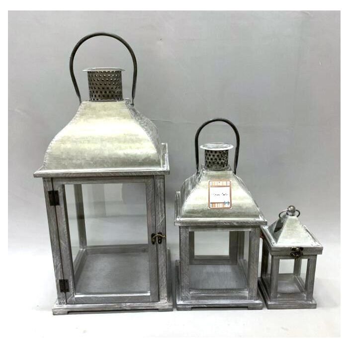 LANTERNA QUADRATA IN LEGNO 38X20,5X20,5CM