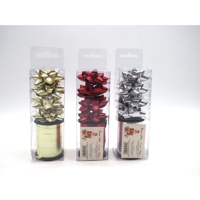 SET ROTOLO H 1CM X 10M C/4COCCARDE D 5,5CM ORO/ARGENTO/ROSSO