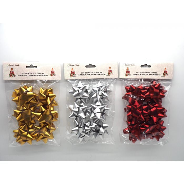 SET 6 COCCARDE OPACHE D 7CM ORO/ROSSO/ARGENTO