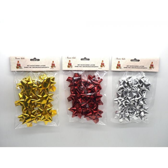 SET 6 COCCARDE LUCIDE D. 7CM ORO/ROSSO/ARGENTO