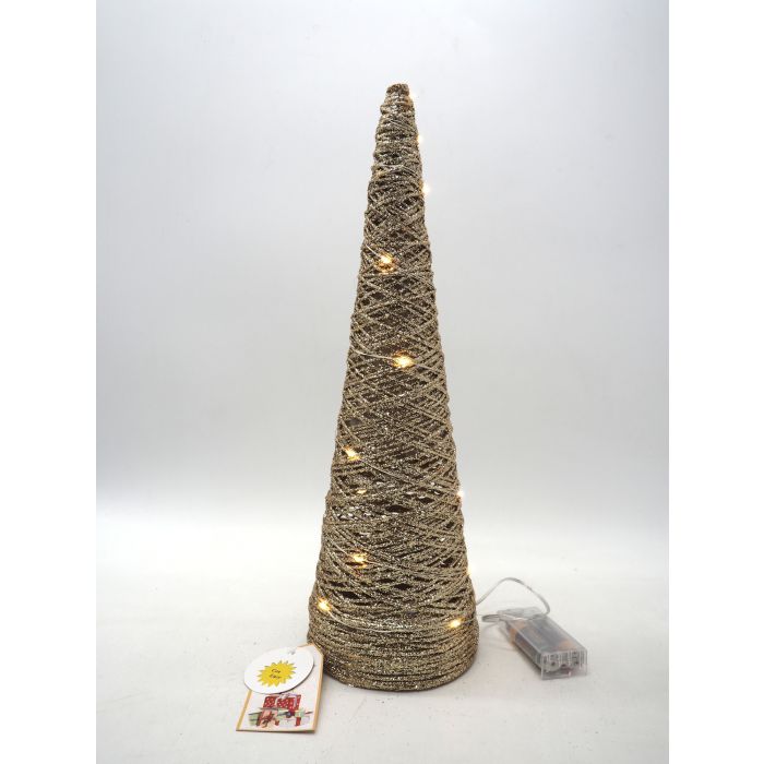 ALBERO CONO DORATO C/15 LUCI LED CALDE H 40XD 12,5CM ALBERO CONO DORATO C/15 LUCI LED CALDE H 40XD 12,5CM