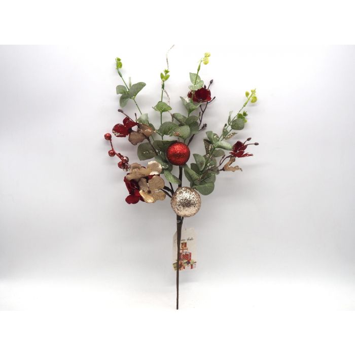 RAMETTO C/FOGLIE+BACCHE C/BRILLANTINI CHAMPAGNE H 48CM RAMETTO C/FOGLIE+BACCHE C/BRILLANTINI CHAMPAGNE H 48CM