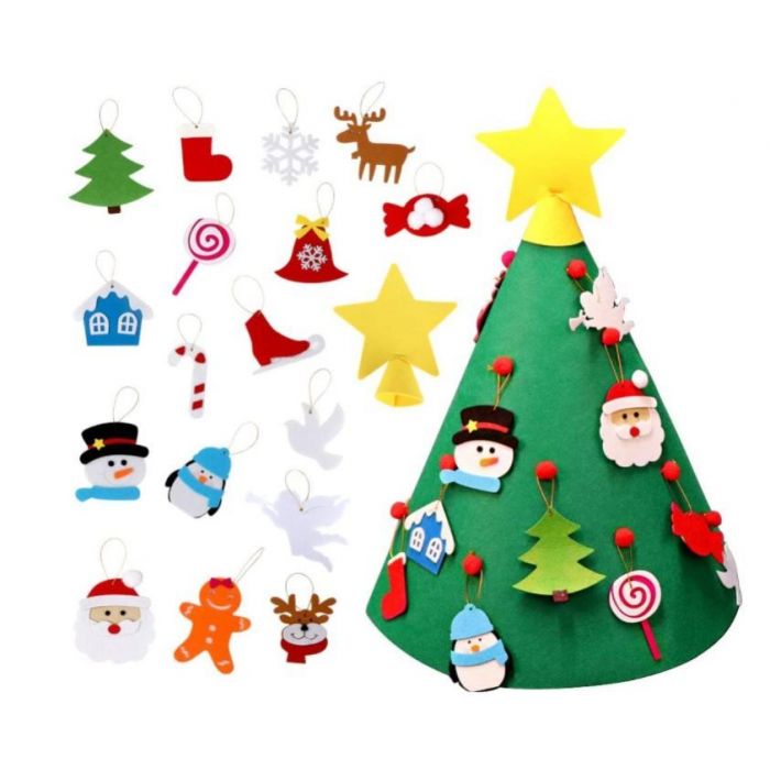 ALBERO DI NATALE IN FELTRO CONO C/16 PCS DA ATTACCARE H 50/D 30CM ALBERO DI NATALE IN FELTRO CONO C/16 PCS DA ATTACCARE H 50/D 30CM