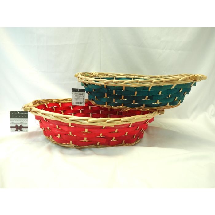 CESTO OVALE IN LEGNO ROSSO/VERDE 49X40CM H 13CM ASSORTITO CESTO OVALE IN LEGNO ROSSO/VERDE 49X40CM H 13CM ASSORTITO