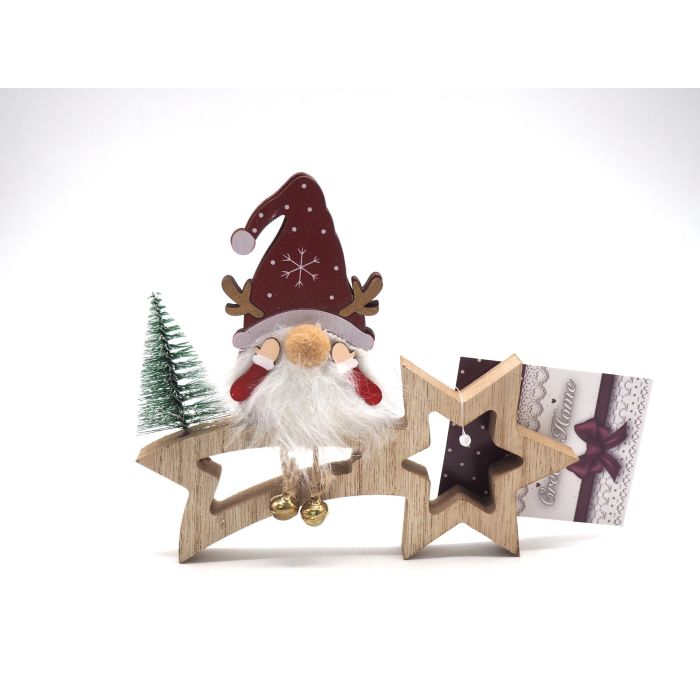 DECORAZIONE GNOMO CON STELLA COMETA IN LEGNO CON LED 15X2.5 H 13CM DECORAZIONE GNOMO CON STELLA COMETA IN LEGNO CON LED 15X2.5 H 13CM