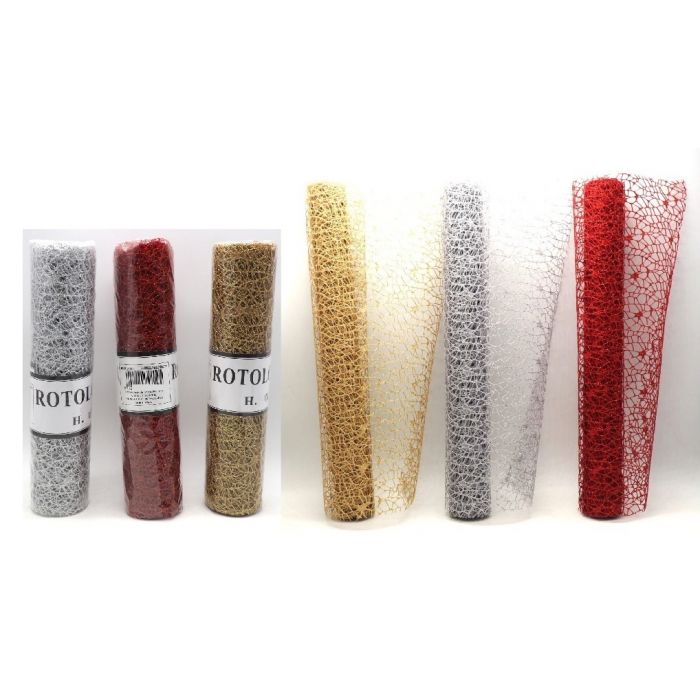 ROTOLO ORGANZA H 48X270CM ORO/ROSSO/ARGENTO