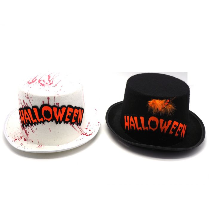 CAPPELLO CILIDRO HALLOWEEN BIANCO/NERO H12X31X26CM CAPPELLO CILIDRO HALLOWEEN BIANCO/NERO H12X31X26CM